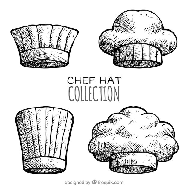 Vector gratuito pack de cuatro gorros de chef vintage
