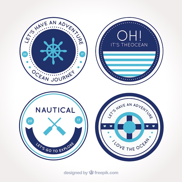 Pack de cuatro insignias náuticas redondas