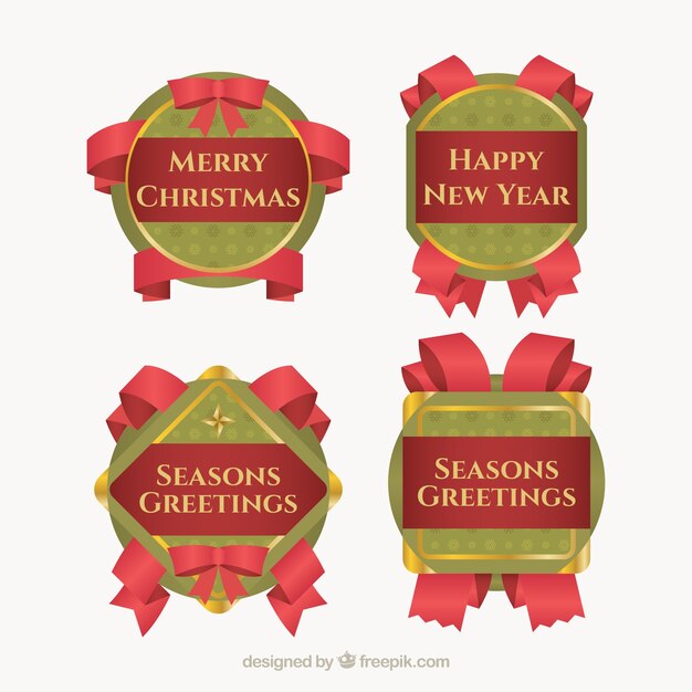 Pack de cuatro insignias vintage de navidad 