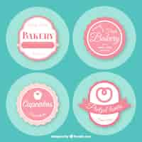 Vector gratuito pack de cuatro insignias vintage de panadería