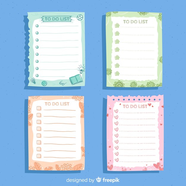 Pack de cuatro listas to do