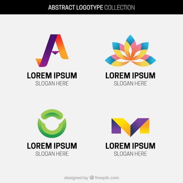 Vector gratuito pack de cuatro logos abstractos de colores