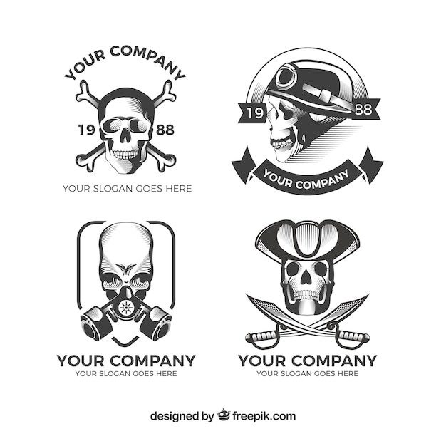 Pack de cuatro logotipos de calaveras