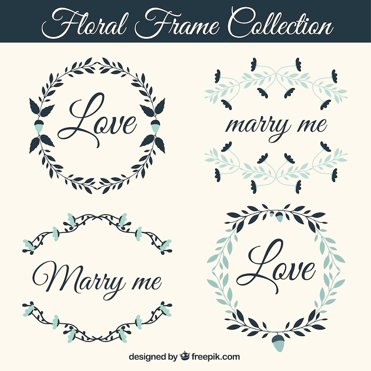 Vector gratuito pack de cuatro marcos vintage de boda 