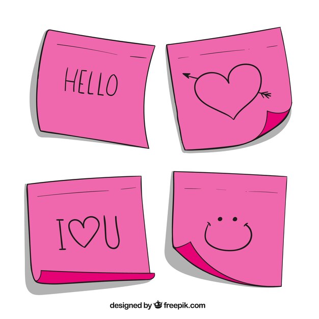 Pack de cuatro notas con mensajes de amor 