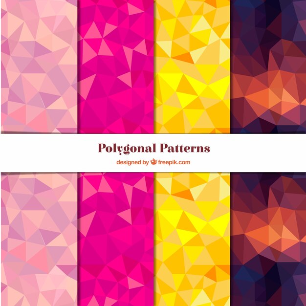 Pack de cuatro patrones coloridos con polígonos