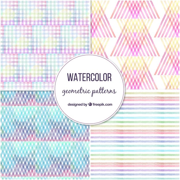Pack de cuatro patrones geométricos coloridos