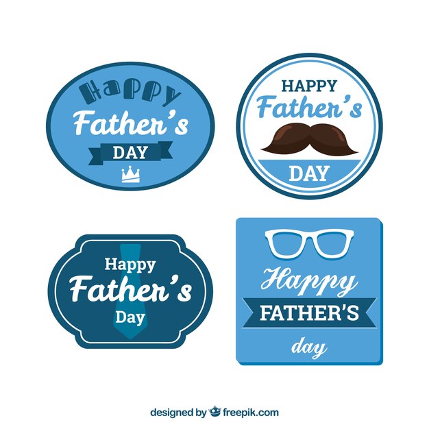 Pack de cuatro pegatinas azules para el día del padre
