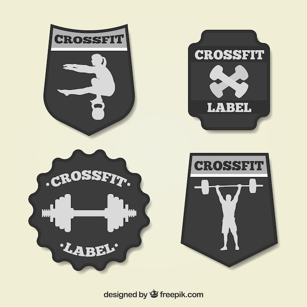 Vector gratuito pack de cuatro pegatinas de crossfit