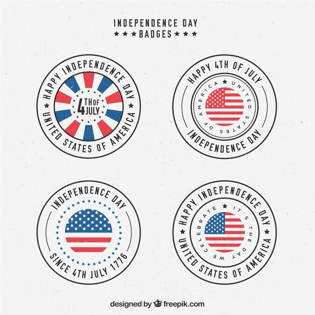 Pack de cuatro pegatinas de independencia americana
