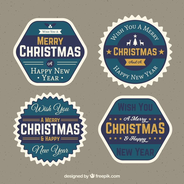 Pack de cuatro pegatinas retro de navidad