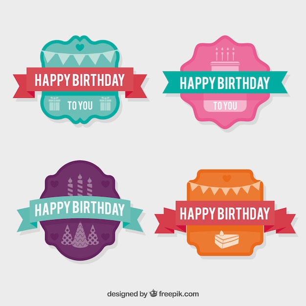 Pack de cuatro pegatinas vintage de cumpleaños 