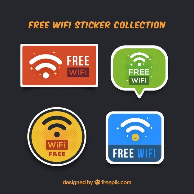 Pack de cuatro pegatinas wifi de colores