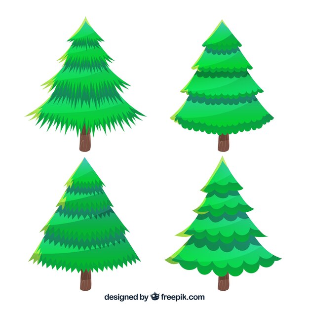 Pack de cuatro pinos en diseño plano