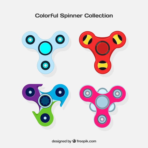 Vector gratuito pack de cuatro spinners de colores