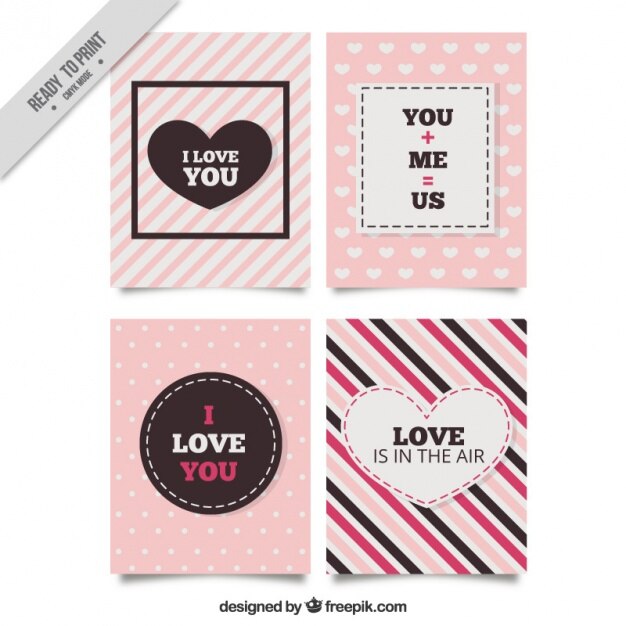Pack de cuatro tarjetas de amor