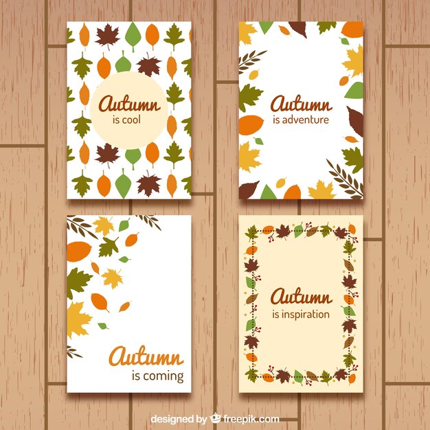 Pack de cuatro tarjetas otoñales