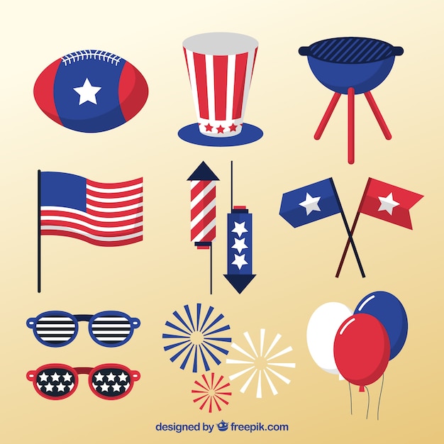 Vector gratuito pack de decoración americana