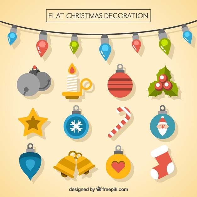 Pack de decoración navideña en diseño plano