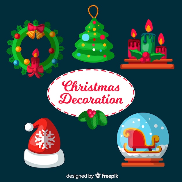 Vector gratuito pack de decoraciones de navidad