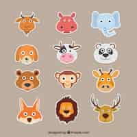 Vector gratuito pack decorativo de animales coloridos en diseño plano