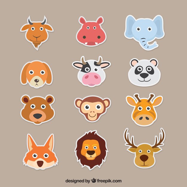 Pack decorativo de animales coloridos en diseño plano