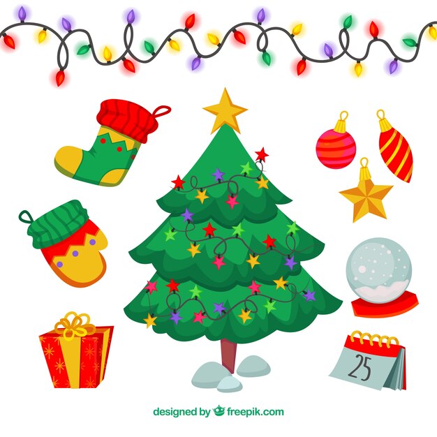 Pack decorativo de elementos de navidad