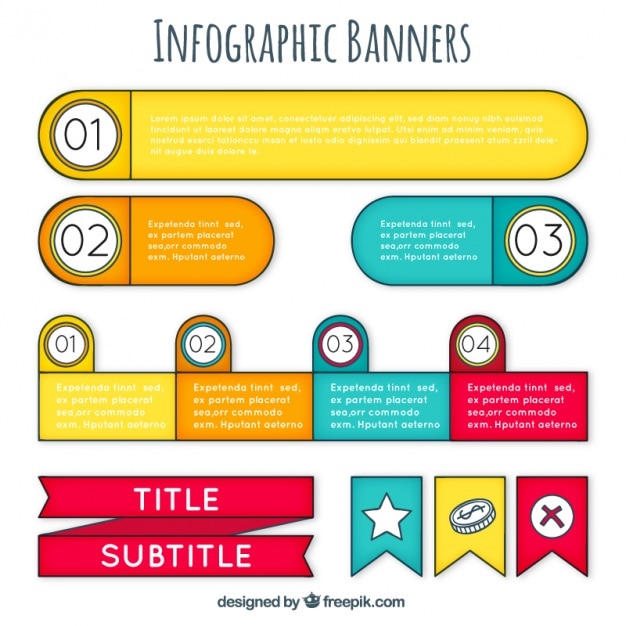 Vector gratuito pack dibujado a mano de banners fantásticos para infografías