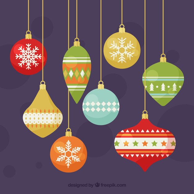 Pack dibujado a mano de bolas de navidad