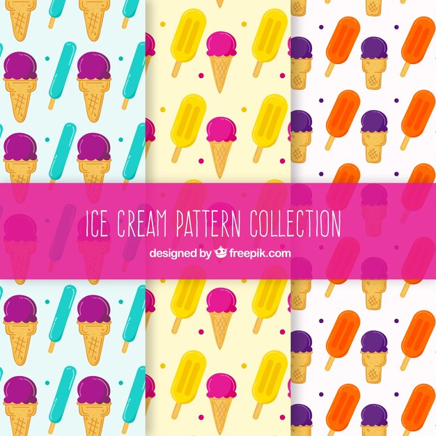 Pack dibujado a mano de patrones de helados