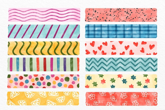 Vector gratuito pack de diferentes cintas washi