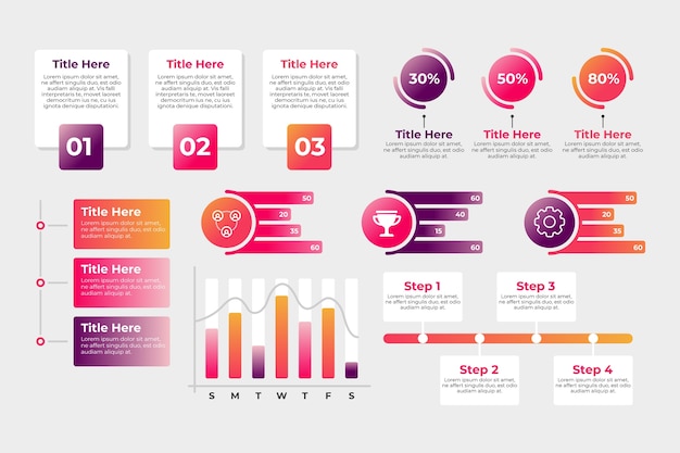 Vector gratuito pack de diferentes elementos infográficos