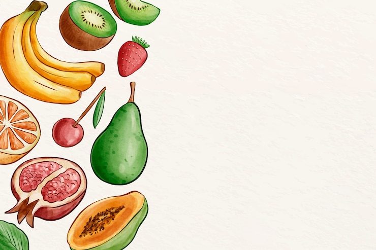 Vector gratuito pack de diferentes frutas con espacio de copia