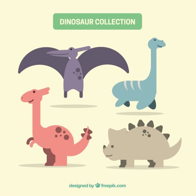 Pack de dinosaurios planos de colores