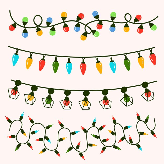 Pack de diseño plano de elementos decorativos navideños
