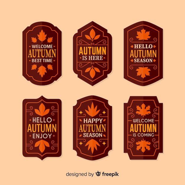 Vector gratuito pack de diseño plano de etiquetas de otoño