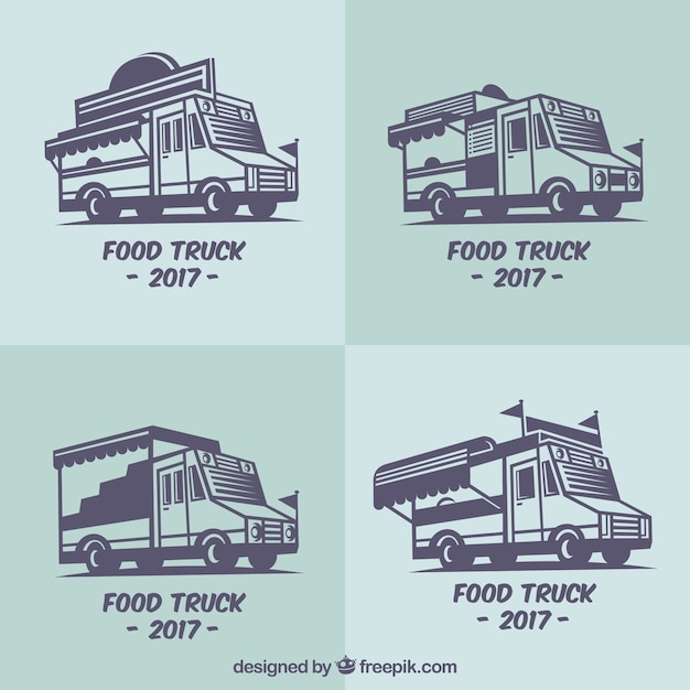 Vector gratuito pack con diseño plano de logos actuales de food truck