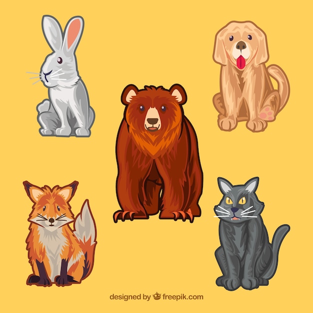 Vector gratuito pack de diseños de animales