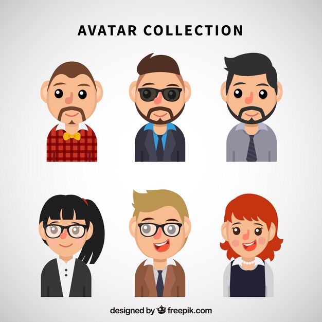 Pack divertido de avatares de gente moderna