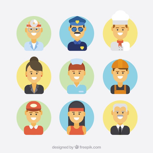 Pack divertido de avatares de trabajadores