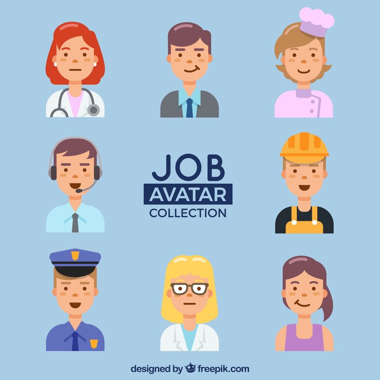 Vector gratuito pack divertido de avatares de trabajadores