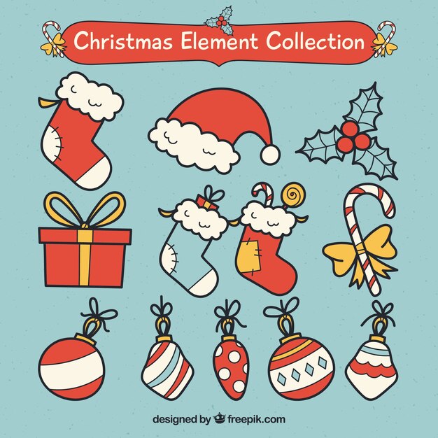Pack divertido de elementos clásicos de navidad