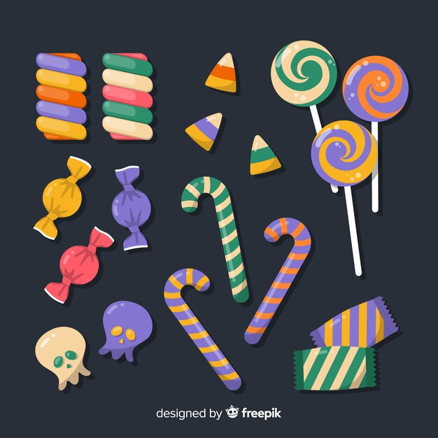 Pack de dulces planos de halloween