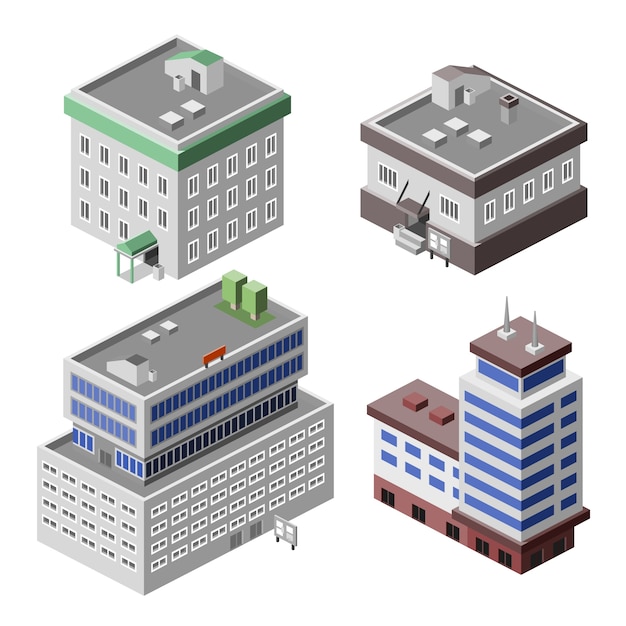 Pack de edificios en estilo isométrico