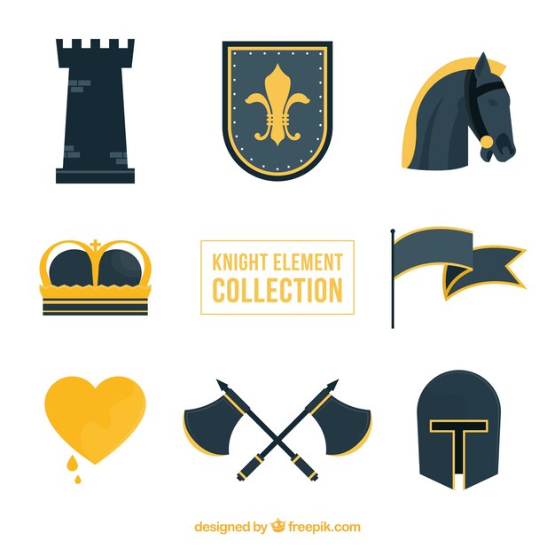 Pack elegante de elementos medievales clásicos