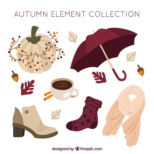 Pack elegante de elementos de otoño