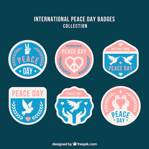 Vector gratuito pack elegante de insignias para el día de la paz