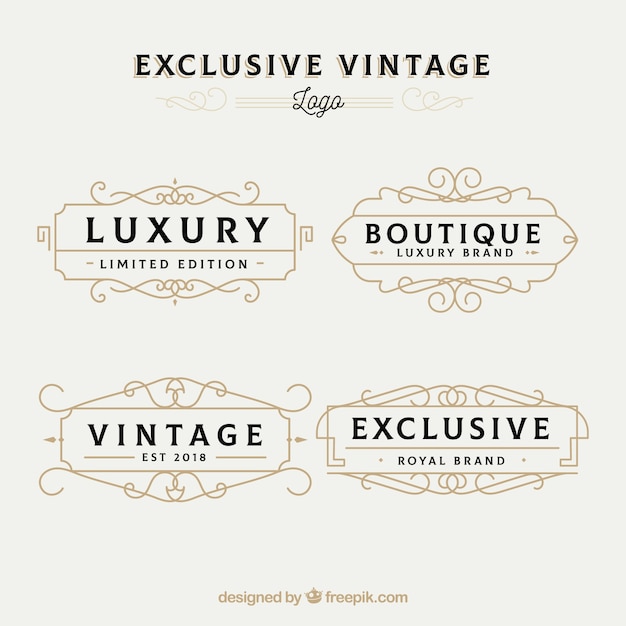 Vector gratuito pack elegante de plantillas de logos vintage