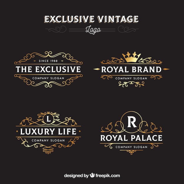 Pack elegante de plantillas de logos vintage