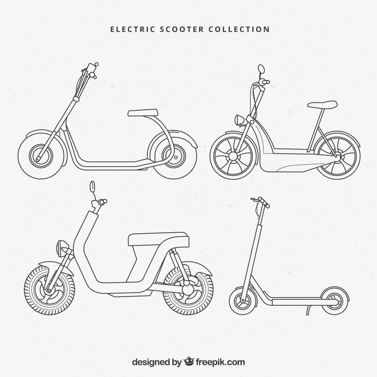 Vector gratuito pack elegante de scooters eléctricos